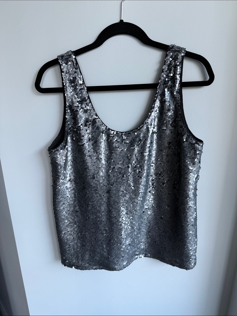 Calvin Klein NEW Pewter Silver Sequin Scoop Neck Tank, Size 8